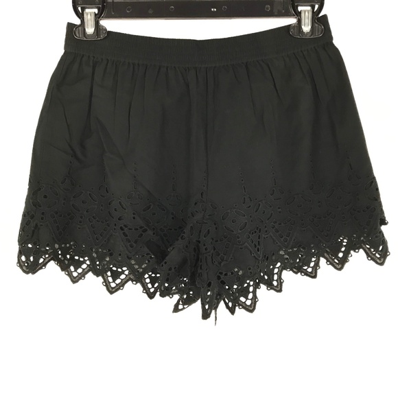 Susana Monaco Pants - Susana Monaco Black Eyelet Victoriana Shorts